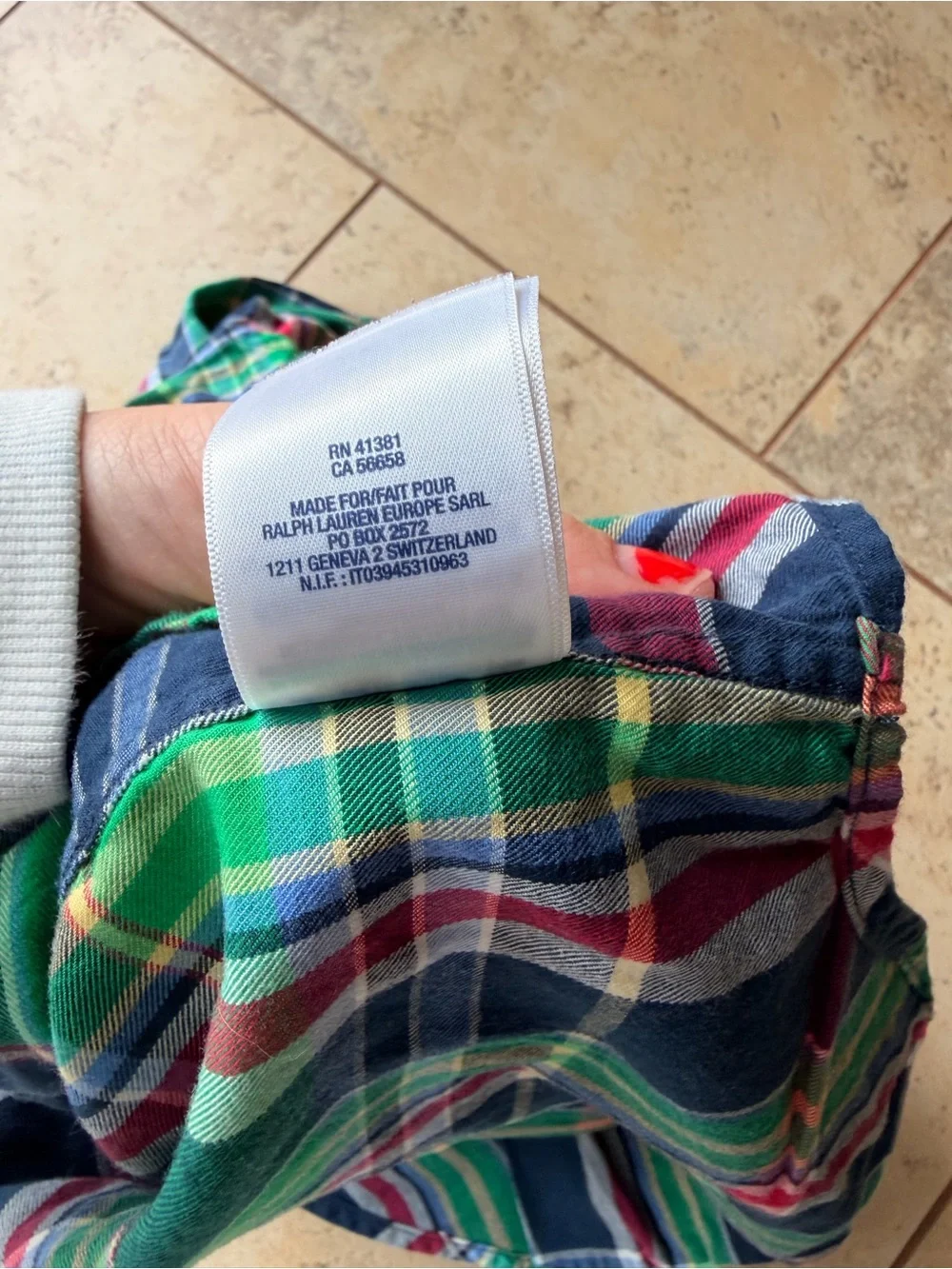 Ralph Lauren Boys Size 7 Plaid Button Down Shirt Green Navy Red Cotton Pony